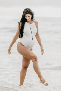 Pregnant lady in swimsuit